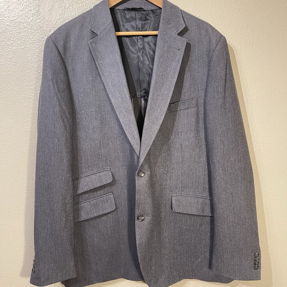 Kroon Sting Blazer Sports Coat Herringbone Tweed Wool Size 44 L Great Details